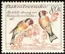 (1959-052) Марка Чехословакия &quot;Щегол&quot; ,  III O