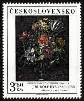 1976-057  Марка Чехословакия Букет и жук   Произведения искусства из национальных галерей III O