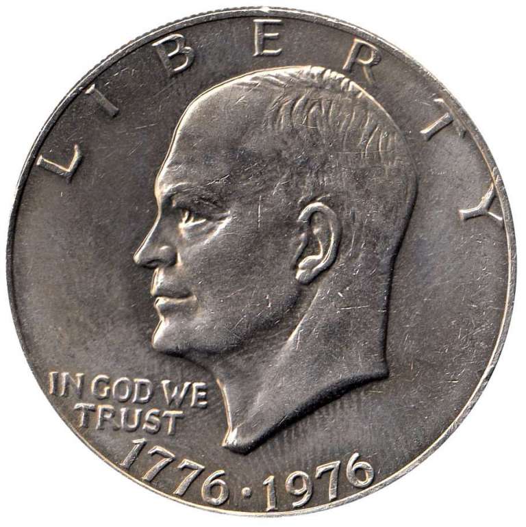 (1976, вар. 2) Монета США 1976 год 1 доллар   Эйзенхауэр. Колокол Свободы Медь-Никель  XF