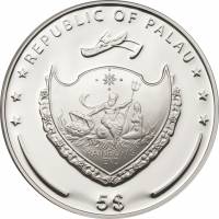 (№2012km425.1) Монета Палау 2012 год 5 Dollars (Четыре листа клевера)
