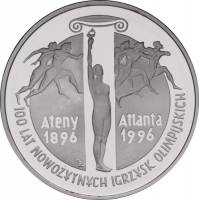 (1995) Монета Польша 1995 год 10 злотых "ХХVI Летняя олимпиада Атланта"  Серебро Ag 925  PROOF