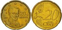 2007 Монета Греция 2007 год 20 центов Иоанн Каподистрия 2. Новая карта ЕС Латунь  UNC