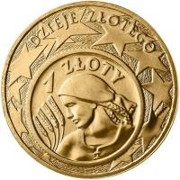078 Монета Польша 2004 год 2 злотых История злотого 1 злотый 1924 года  Латунь  UNC