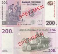 2000 Образец Банкнота Дем Республика Конго 2000 год 200 франков Земледелие   UNC