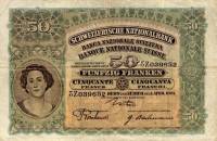 (№1924P-34a.1) Банкнота Швейцария 1924 год "50 Franken/Francs/Franchi" (Подписи: Usteri  Bachmann  B