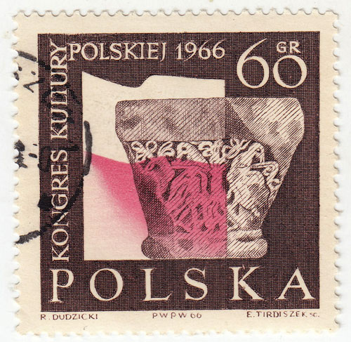 (1966-063) Марка Польша "Капитель колонны"   Конгресс культуры в Польше III &Theta;
