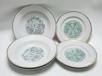 Тарелки 6 шт суповые десертные (3+3) Пролетарий зеленый узор