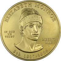 (005w) Монета США 2008 год 10 долларов "Элизабет Монро" 2008 год  AU