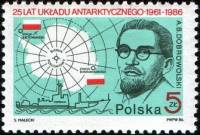 (1986-023) Марка Польша "Антарктида, А. Добровольский"    25-летие подписания антарктического догово