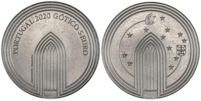 (2019) Монета Португалия 2019 год 5 евро &quot;Готика&quot;  Медь-Никель  UNC