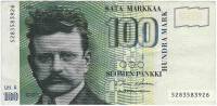 (1986 Litt A) Банкнота Финляндия 1986 год 100 марок "Ян Сибелиус" Holkeri - Heinonen  XF
