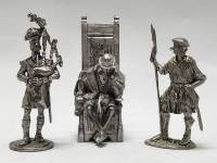 Набор оловянных солдатиков 3 шт  Шотландцы (солдат, волынщик) и король