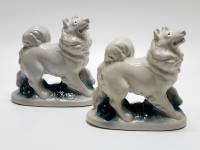 Статуэтки Собака лайка 2 штуки Старая гжель Турыгино СССР 12 см