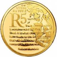 () Монета ЮАР (Южная Африка) 2015 год 2  ""   Биметалл (Платина - Золото)  UNC