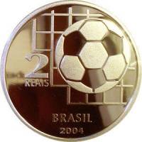  Монета Бразилия 2004 год 2     Биметалл (Серебро - Ниобиум)  UNC