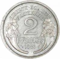 () Монета Франция 1941 год 2 франка ""  Алюминий  UNC