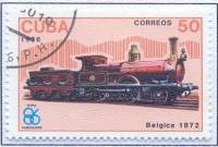 (1986-044) Марка Куба "Бельгия 1872"    Локомотивы II Θ