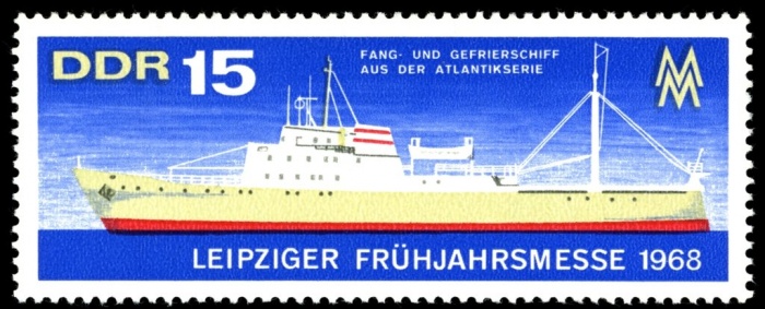 (1968-017) Марка Германия (ГДР) &quot;Рыболовное судно&quot;    Ярмарка, Лейпциг III Θ