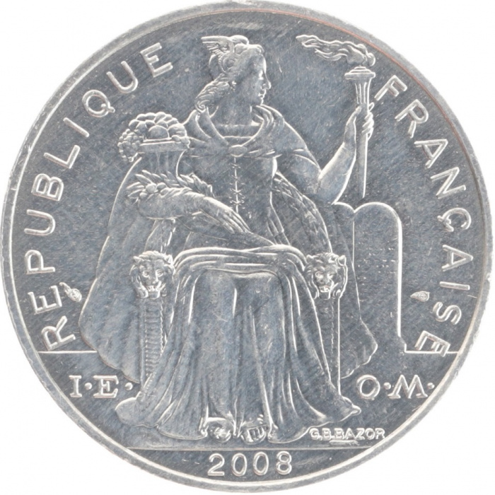(2008) Монета Новая Каледония 2008 год 2 франка   Алюминий  XF
