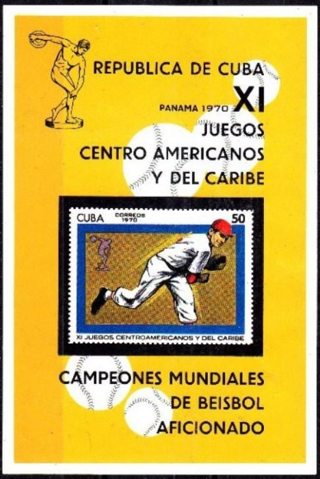 (1970-016) Блок марок  Куба &quot;Бейсбол&quot;    Центральноамериканские и Карибские игры III O