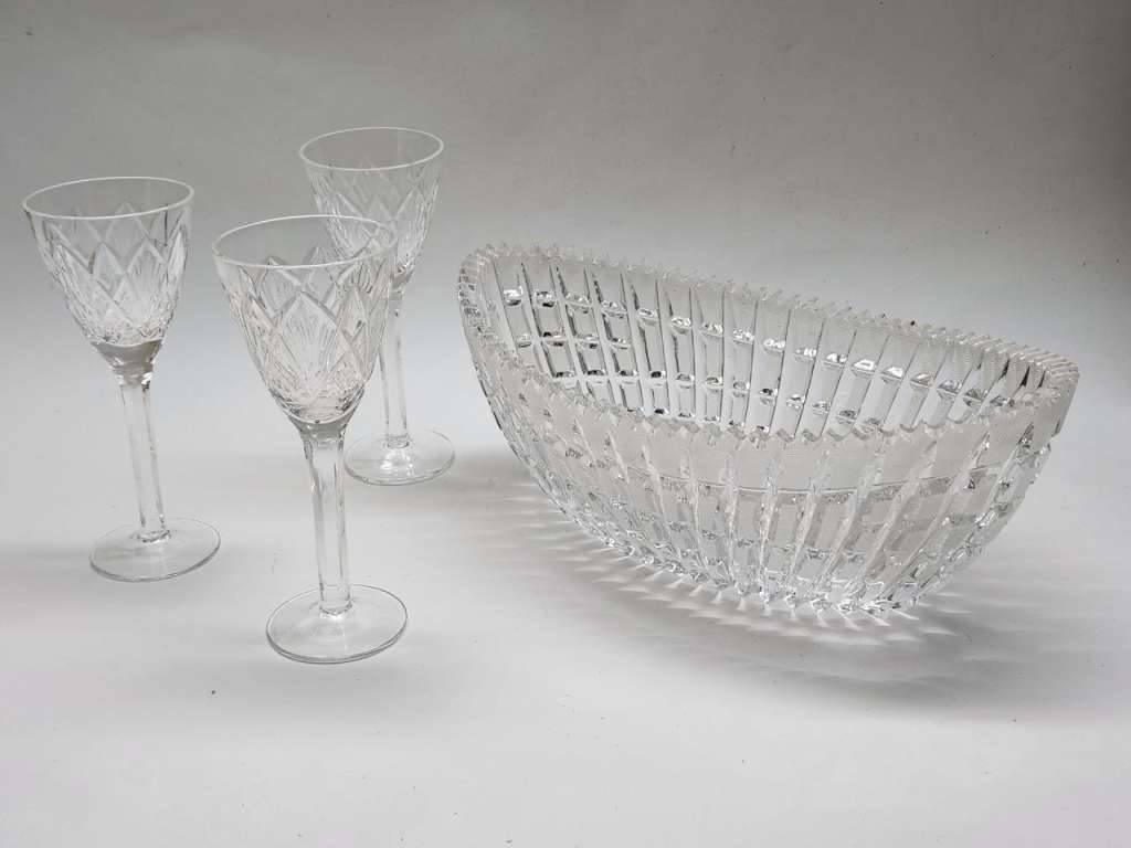 Салатник и 3 бокала хрусталь СССР
