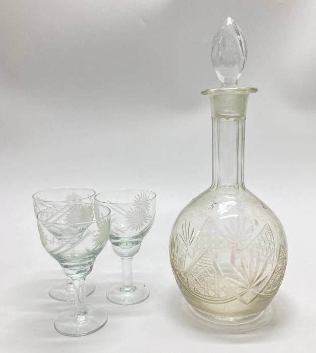 Графин + 3 рюмки, хрусталь, СССР