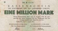 (№1923) Банкнота Германия 1923 год "1,000,000 Mark"