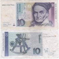 1999 Банкнота Германия ФРГ 10 марок Карл Фридрих Гаусс   VF