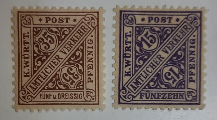(--) Набор марок Вюртемберг &quot;2 шт.&quot;  Негашеные  , III O