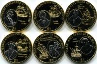 (2009, 6 монет по 1$) Набор монет Фиджи 2009 год "Великие открытия в Тихом океане"   UNC