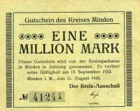 (№1923) Банкнота Германия 1923 год "1,000,000 Mark"