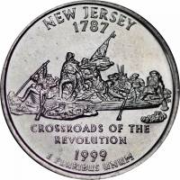 (003d) Монета США 1999 год 25 центов "Нью-Джерси"  Медь-Никель  UNC