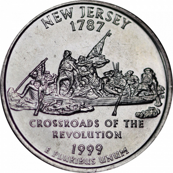 (003d) Монета США 1999 год 25 центов &quot;Нью-Джерси&quot;  Медь-Никель  UNC