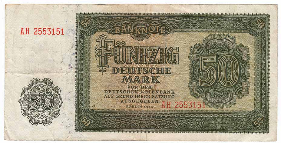 () Банкнота Германия (ГДР) 1948 год 50  &quot;&quot;   VF