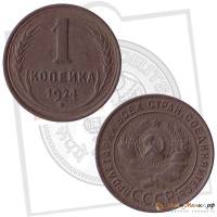 (1924) Монета СССР 1924 год 1 копейка   Медь  XF