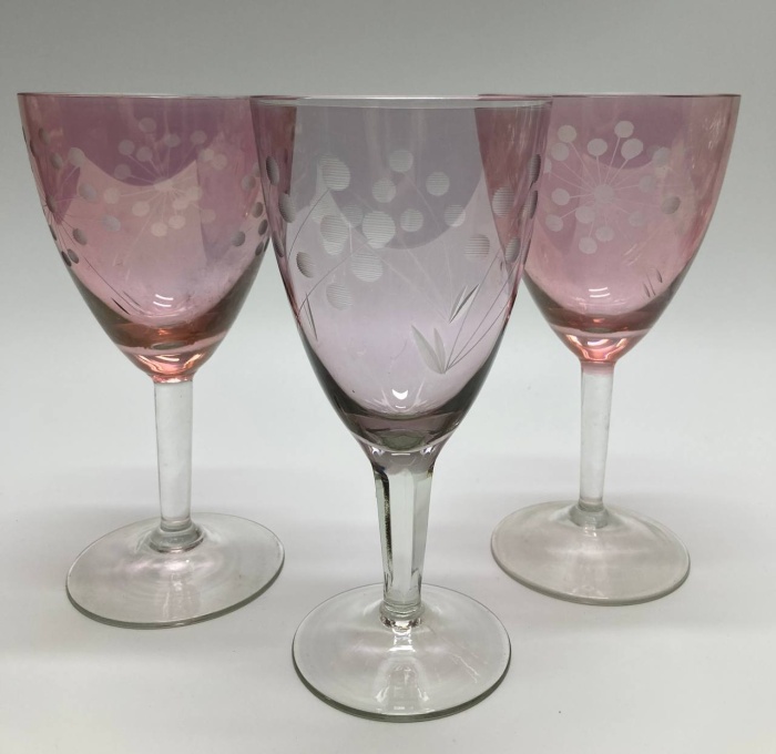 Бокалы, цветное стекло с лазерной резкой, 3 шт