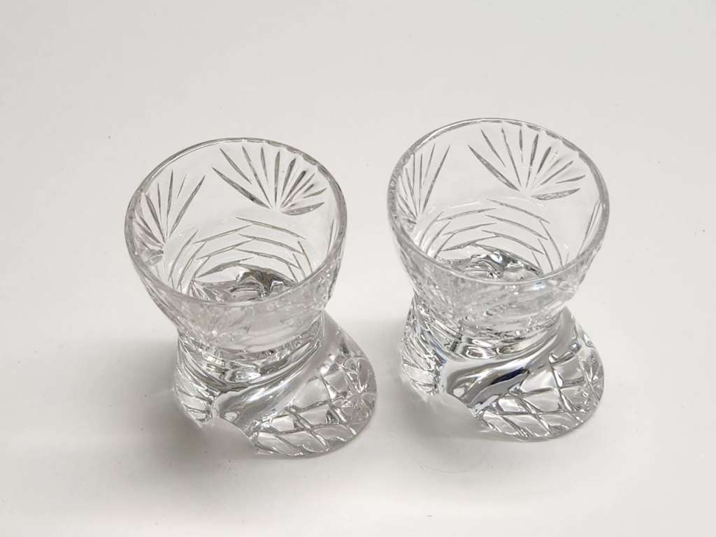 Хрустальные сапожки СССР 2 шт стопки вазочки башмачки для интерьера коллекции 