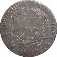(№1803km655) Монета Франция 1803 год frac12; Franc (Деми - а, ББ, д, Ж, З, И, К, Л, М, мА, М, Т, У)
