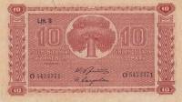 (1945 Litt B) Банкнота Финляндия 1945 год 10 марок    UNC
