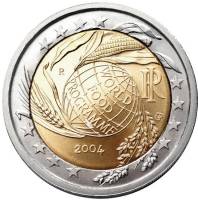 (001) Монета Италия 2004 год 2 евро "Всемирная продовольственная программа"  Биметалл  UNC