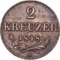 (№1848km2188) Монета Австрия 1848 год 2 Kreuzer