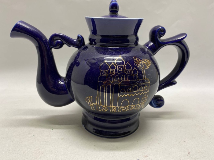Чайник кобальт позолота Бронницы Возрождение СССР