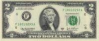 (2003F) Банкнота США 2003 год 2 доллара "Томас Джефферсон"   UNC