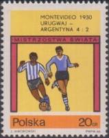 (1966-013) Марка Польша "Монтевидео 1930"   Чемпионат мира по футболу I Θ