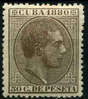 (№34) Марка Куба 1880 год "Король Альфонсо XII", Негашеная