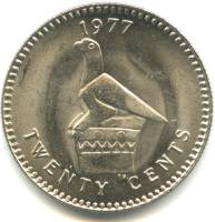 1977 Монета Южная Родезия 20 центов Елизавета II  Медь-Никель  UNC