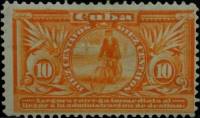 (№6) Марка Куба 1899 год "Курьер с велосипедом", Гашеная