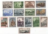 1947-061-75 Серия Набор марок 15 шт СССР Виды города  800 лет Москве II Θ