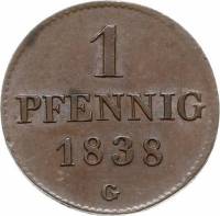 (№1836km1135) Монета Германия (Г) 1836 год 1 Pfennig (Г)