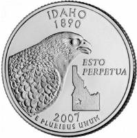 (043p) Монета США 2007 год 25 центов "Айдахо"  Медь-Никель  UNC
